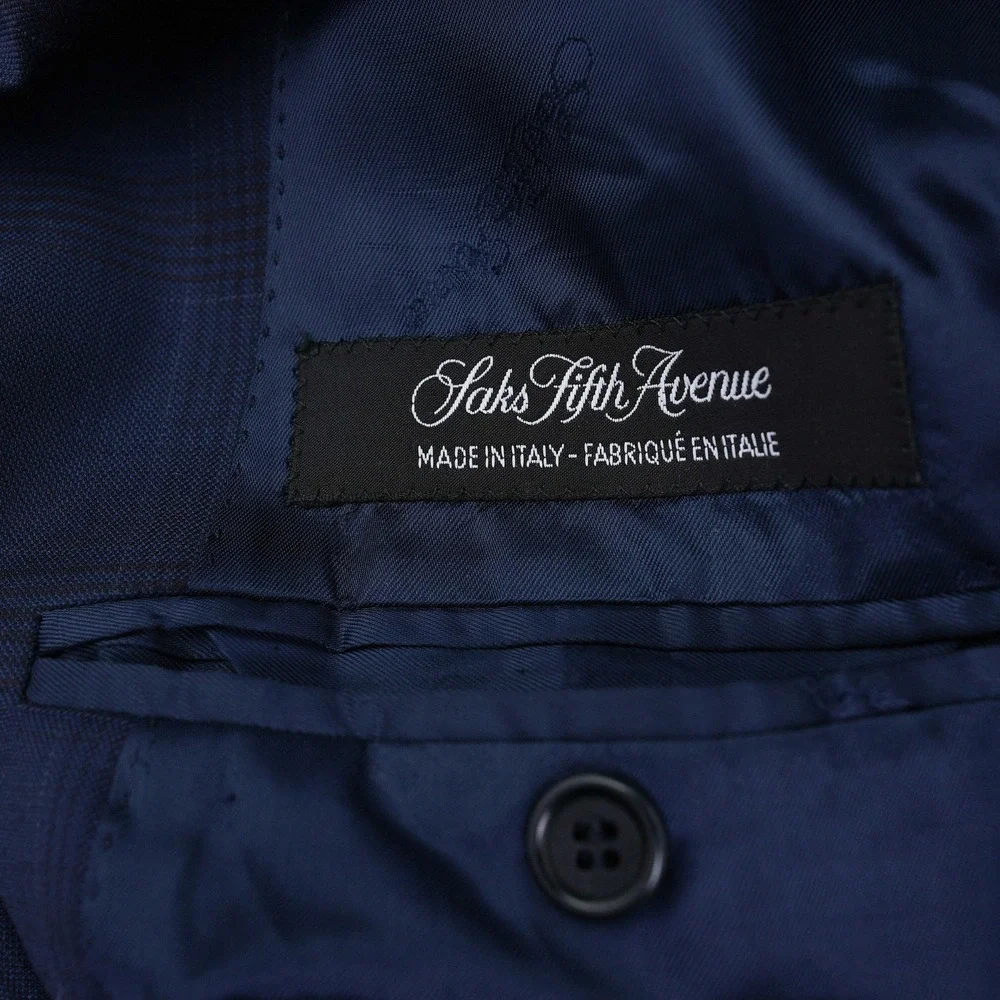 Saks Fifth Avenue Mens Navy Blue Zegna Wool Blazer Sport Coat Made in Italy 40R - Picture 3 of 11